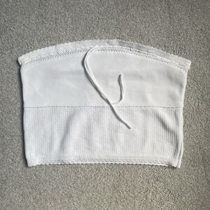 Meshki Knit Tube Top Scalloped Edges Cottagecore Boho White Women's Size Large